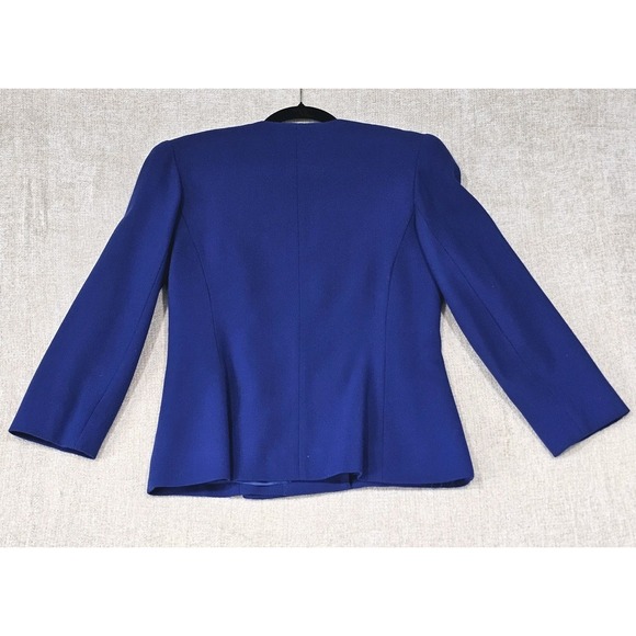 Vintage Lilli Ann 80s Royal Blue Aysymetrical 4 Button Blazer Size 8 - Picture 2 of 8